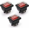 3Pcs Interrupteur à Bascule Lumière Rouge ON/OFF Avec Couvercle étanche 16 A/250 V 20 A/125 V CA(DPST)