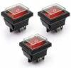 3Pcs Interrupteur à Bascule Lumière Rouge ON/OFF Avec Couvercle étanche 16 A/250 V CA(DPST)