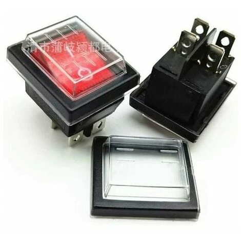 3Pcs Interrupteur à Bascule Lumière Rouge ON/OFF Avec Couvercle étanche 16 A/250 V CA(DPST) – Image 3