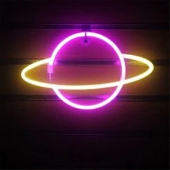 Planet Neon Light LED Signs Décoration Murale, Planet Neon Signs LED Neon Wall Sign Rose Neon Lights USB/Batterie Suspendus Néon Light, Pour La Maison, Bar, Fête De Fête
