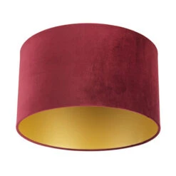 QAZQA Cilinder Velours - Abatjour Classique/Antique - Ă 350 Mm - Rouge -
