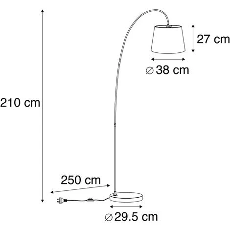QAZQA Bend - Lampe Arquée Moderne - 1 Lumière - H 2100 Mm - Gris - Moderne - Éclairage Intérieur - Salon I Chambre I Cuisine I Salle à Manger – Image 4