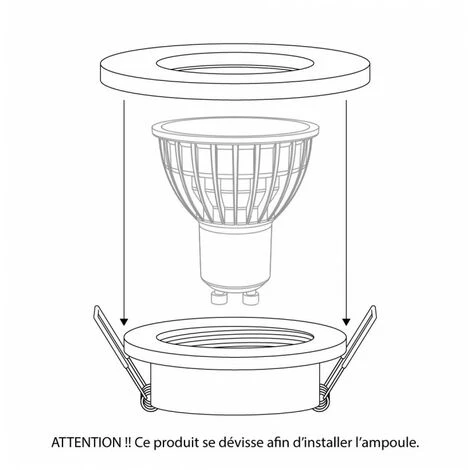 Collerette Support D'encastrement GU10 / MR16 Orientable - Rond - Blanc â Image 2