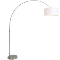 QAZQA Satin - Lampe Arquée Moderne - 1 Lumière - L 1950 Mm - Blanc - Moderne - Éclairage Intérieur - Salon I Chambre I Cuisine I Salle à Manger