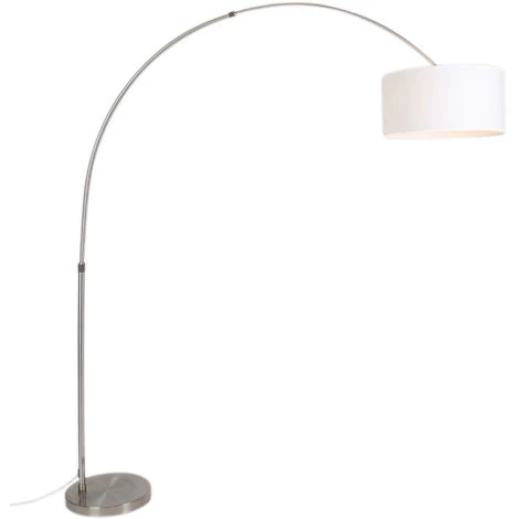 QAZQA Satin - Lampe Arquée Moderne - 1 Lumière - L 1950 Mm - Blanc - Moderne - Éclairage Intérieur - Salon I Chambre I Cuisine I Salle à Manger