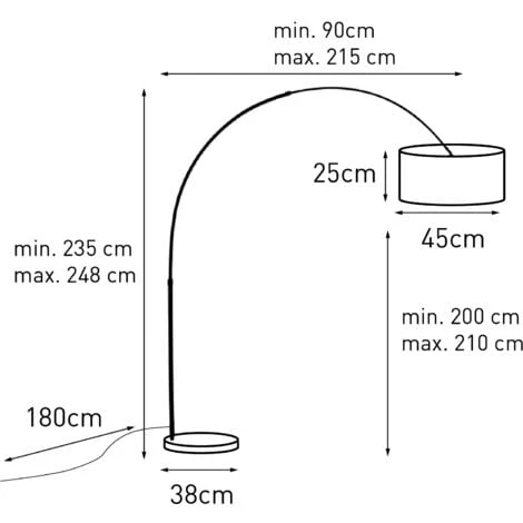 QAZQA Booglamp XXL - Lampe Arquée Moderne - 1 Lumière - H 2470 Mm - Acier - Moderne - Éclairage Intérieur - Salon – Image 2