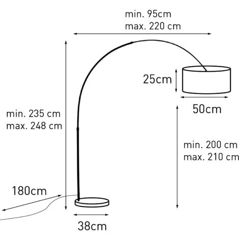 QAZQA Booglamp XXL - Lampe Arquée Moderne - 1 Lumière - H 2250 Mm - Acier - Moderne - Éclairage Intérieur - Salon – Image 2
