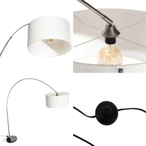 QAZQA Booglamp XXL - Lampe Arquée Moderne - 1 Lumière - H 2250 Mm - Acier - Moderne - Éclairage Intérieur - Salon – Image 3
