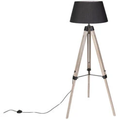 QAZQA Rio Fl - Lampe De Table Trépied/tripode Industriel - 1 Lumière - H 1440 Mm - Marron - Rustique - Éclairage Intérieur - Salon I Chambre I Cuisine I Salle à Manger