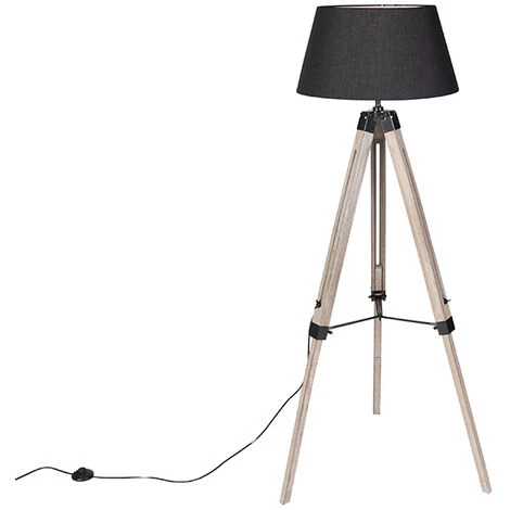 QAZQA Rio Fl - Lampe De Table Trépied/tripode Industriel - 1 Lumière - H 1440 Mm - Marron - Rustique - Éclairage Intérieur - Salon I Chambre I Cuisine I Salle à Manger