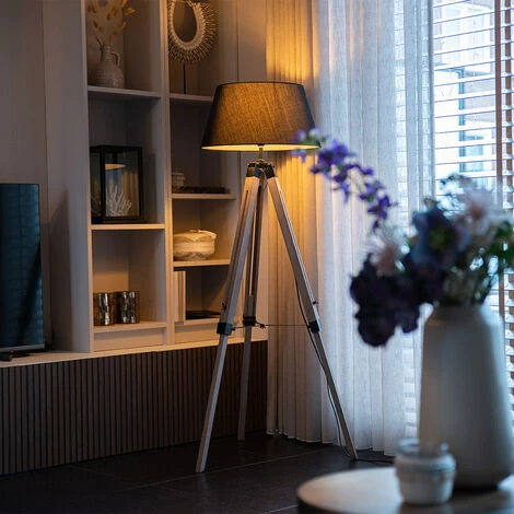 QAZQA Rio Fl - Lampe De Table Trépied/tripode Industriel - 1 Lumière - H 1440 Mm - Marron - Rustique - Éclairage Intérieur - Salon I Chambre I Cuisine I Salle à Manger – Image 2