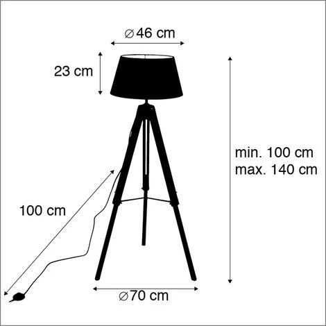 QAZQA Rio Fl - Lampe De Table Trépied/tripode Industriel - 1 Lumière - H 1440 Mm - Marron - Rustique - Éclairage Intérieur - Salon I Chambre I Cuisine I Salle à Manger – Image 4