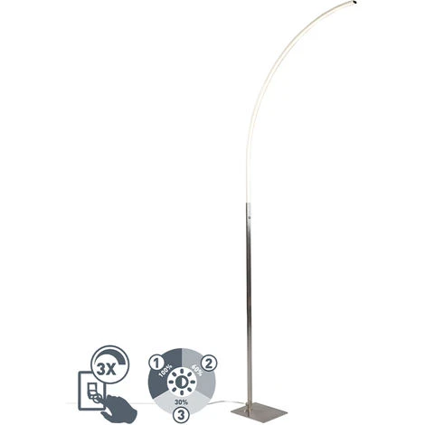 QAZQA Stylish Fl - LED Dimmable Lampadaire Moderne Variateur Inclus - 1 Lumière - H 1500 Mm - Acier - Design,Moderne - Éclairage Intérieur - Salon I Chambre I Cuisine I Salle à Manger