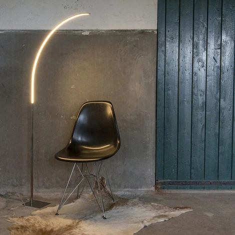 QAZQA Stylish Fl - LED Dimmable Lampadaire Moderne Variateur Inclus - 1 Lumière - H 1500 Mm - Acier - Design,Moderne - Éclairage Intérieur - Salon I Chambre I Cuisine I Salle à Manger – Image 2