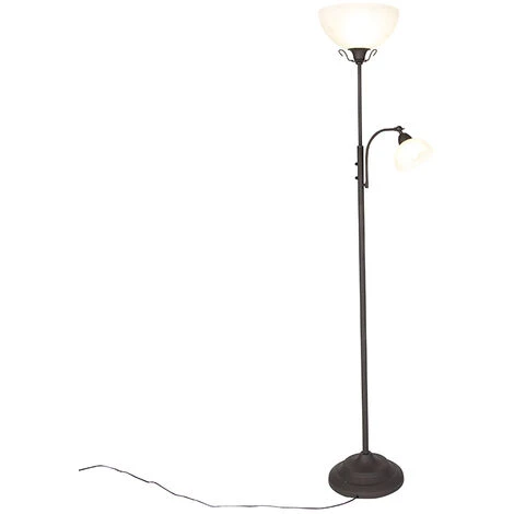 QAZQA Dallas - Lampadaire Avec Lampe De Lecture Rustique - 1 Lumière - H 1850 Mm - Brun Rouille - Rustique - Éclairage Intérieur - Salon