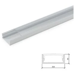 Profil Aluminium Pour Bande LED Double - Diffuseur Transparent X 2M (LLE-ALP014-T)