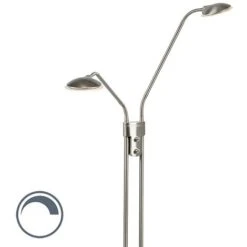 QAZQA Eva - LED Dimmable Lampe De Lecture Moderne Variateur Inclus - 2 Lumière - H 1456 Mm - Acier - Moderne - Éclairage Intérieur - Salon I Chambre