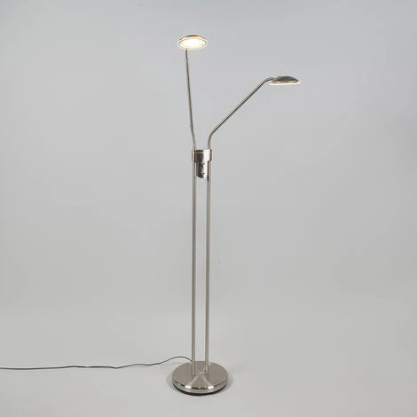 QAZQA Eva - LED Dimmable Lampe De Lecture Moderne Variateur Inclus - 2 Lumière - H 1456 Mm - Acier - Moderne - Éclairage Intérieur - Salon I Chambre – Image 3