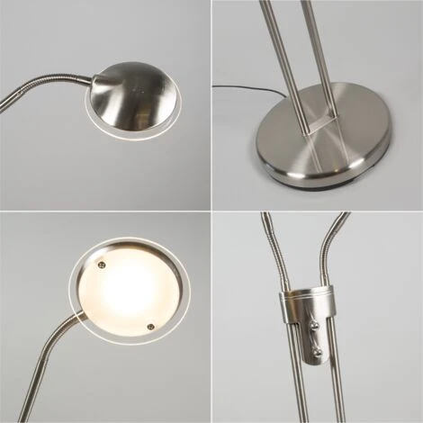 QAZQA Eva - LED Dimmable Lampe De Lecture Moderne Variateur Inclus - 2 Lumière - H 1456 Mm - Acier - Moderne - Éclairage Intérieur - Salon I Chambre – Image 4