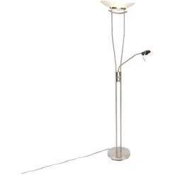 QAZQA Lexus - LED Dimmable Lampadaire Avec Lampe De Lecture Moderne Variateur Inclus - 1 Lumière - H 1800 Mm - Acier - Moderne - Éclairage Intérieur - Salon I Chambre