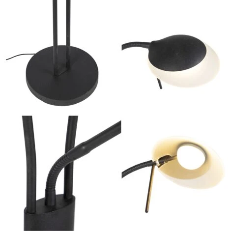 QAZQA Lexus - LED Dimmable Lampadaire Avec Lampe De Lecture Moderne Variateur Inclus - 1 Lumière - H 1800 Mm - Noir - Moderne - Éclairage Intérieur - Salon I Chambre – Image 3