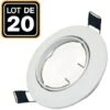 EUROPALAMP Lot De 20 Collerettes Supports Encastrables Orientables Spot LED Rond Blanc - Diametre 90mm - Trou De Perçage 65mm
