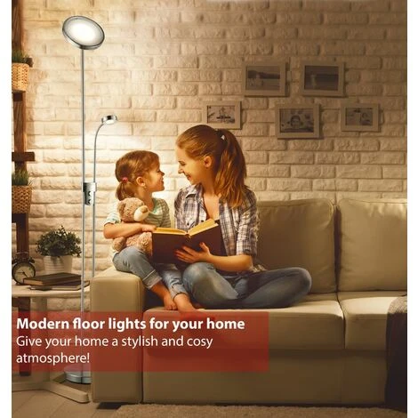 Lampadaire LED Dimmable Métal Lampe à Vasque Salon Orientable – Image 3