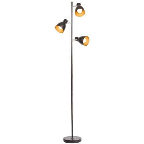 Lampadaire Design Métal 3 Spots Noir-doré Vintage Retro Spots Orientables Pivotables – Image 2