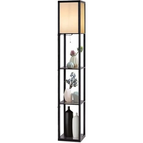 COSTWAY Lampadaire Sur Pied Salon/Lampe Salon-160 Cm Avec 3 Etagère/Lampe Etagère 4 Niveau MDF-Design Scandinave (Ampoule Non Inclus) 220-240V,60W