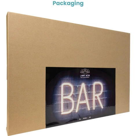 Néon BAR Blanc 40cm - Enseigne Lumineuse Mural Avec Interrupteur On/Off - Led Light Vintage Avec Prise Murale – Image 5