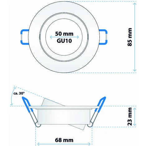 Support Spot Blanc Encastrable Orientable Aimanté + Douille GU10 Inclus - Garantie 3 Ans – Image 4