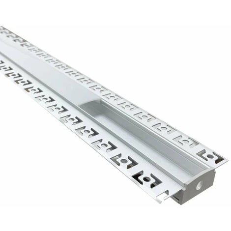 Profilé Aluminium Encastré 2m Pour Ruban LED Double Couvercle Blanc Opaque - SILAMP