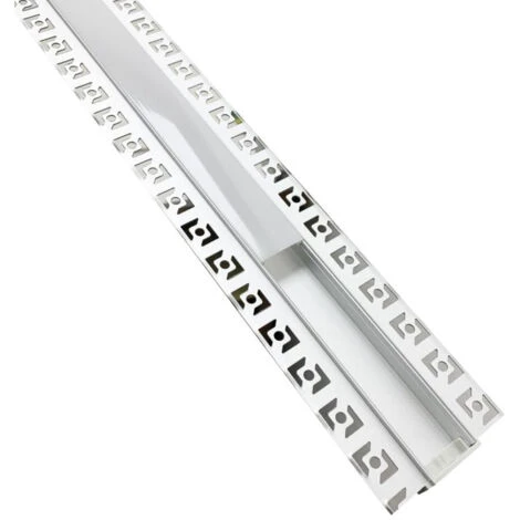 Profilé Aluminium Encastré 2m Pour Ruban LED Double Couvercle Blanc Opaque - SILAMP – Image 3