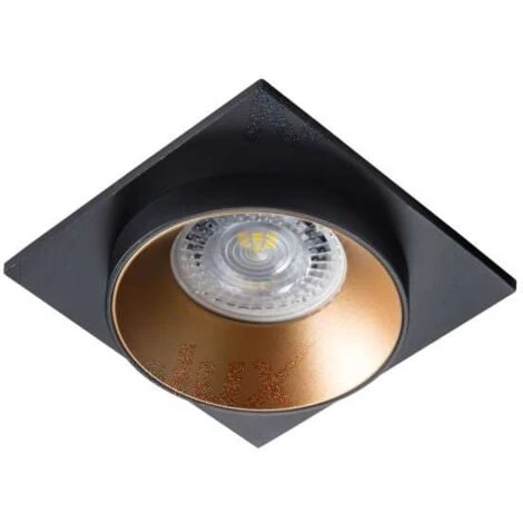Support De Spot Encastrable Perçage 68mm Carré Noir / Or / Noir
