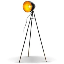 Lampadaire Rétro Noir Doré Lampe à Pied Métal Design Vintage E27