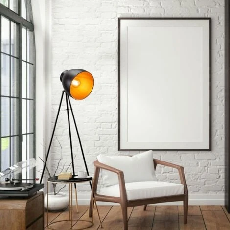 Lampadaire Rétro Noir Doré Lampe à Pied Métal Design Vintage E27 – Image 4