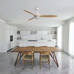 OXYGEN Ventilateur De Plafond En Bois Avec Lumière - Moteur DC - Ø 152 Cm