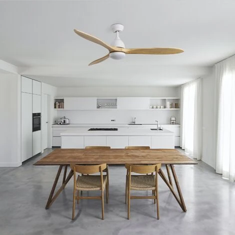 OXYGEN Ventilateur De Plafond En Bois Avec Lumière - Moteur DC - Ø 152 Cm