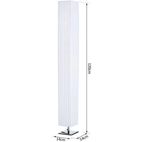 HOMCOM Lampe Lampadaire Colonne Sur Pied Moderne Lumière Tamisée 40 W 14L X 14l X 120H Cm Inox Blanc – Image 3