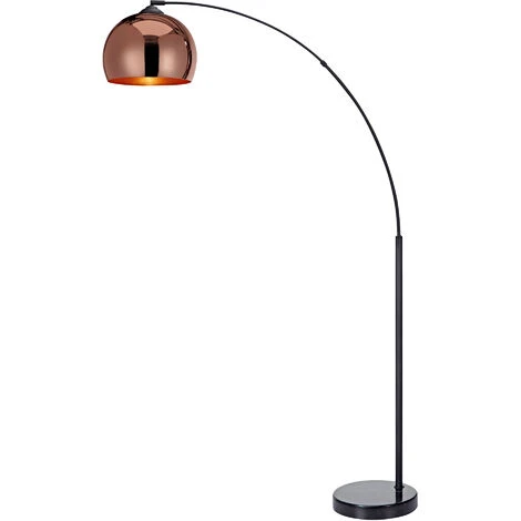 Lampadaire Arquer Arc Lampe De Salon Abat-jour Rose Doré Pied Marbre Noir Teamson Home VN-L00011-EU