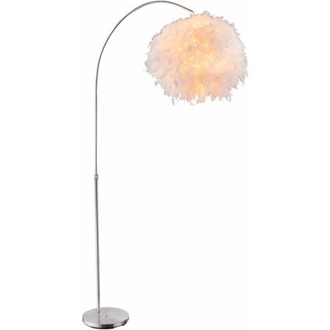 Lampe à Arc Avec Ressorts Lampadaire Lampe De Salon Lampadaire Réglable En Hauteur, Blanc Argenté, 1x E27, LxH 96x141-196 Cm – Image 2