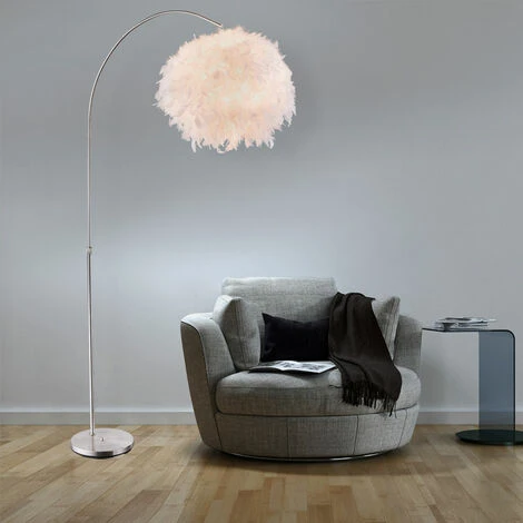 Lampe à Arc Avec Ressorts Lampadaire Lampe De Salon Lampadaire Réglable En Hauteur, Blanc Argenté, 1x E27, LxH 96x141-196 Cm – Image 4