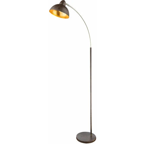 Lampadaire Couleur Rouille Lampe De Salon Rétro Sur Pied Or Lampadaire Lampe à Arc Rouille Or, Métal Laiton, LED 11W 1055Lm Blanc Chaud, H 155 Cm – Image 2