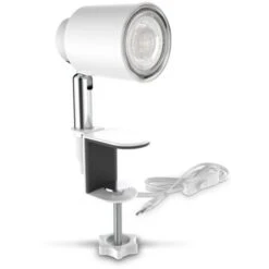 B.K.Licht Lampe De Lecture LED, Pivotante & Inclinable, Avec Ampoule LED GU10 5W, 3000K, Lampe à Pince Pour Bureau & Chevet, Blanche