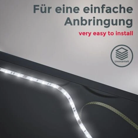 B.K.Licht Bande LED 3m, Silicone, RVB, Télécommande, Autocollant, Changement De Couleur, Raccourcissable, Ruban Lumineux, éclairage Décoratif Pour Chambre, Salon, Cuisine – Image 3