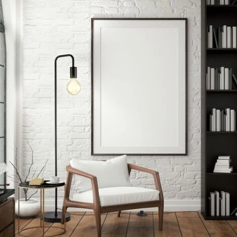 Lampadaire Rétro Design I Hauteur 140 Cm I Une Douille E27 I Interrupteur à Pied I Métal I Noir Mat I Sans Ampoule – Image 5