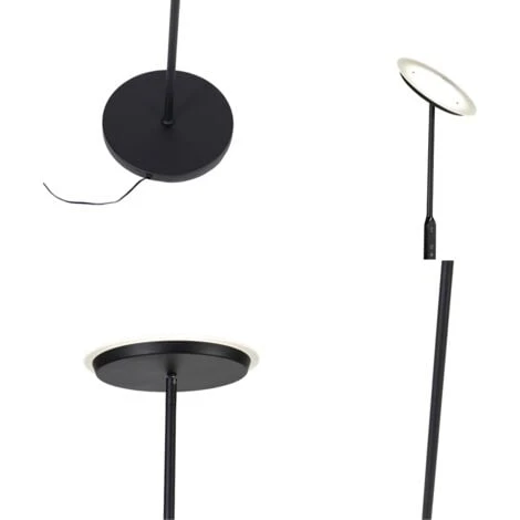 QAZQA Bumu - LED Dimmable Lampadaire Design Variateur Inclus - 1 Lumière - H 180 Cm - Noir - Design - Éclairage Intérieur - Salon I Chambre I Cuisine I Salle à Manger – Image 4