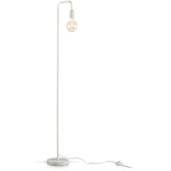 Lampadaire Rétro Design I Hauteur 140 Cm I E27 I Interrupteur à Pied I Métal I Blanc Mat I Sans Ampoule