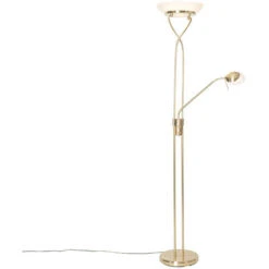 QAZQA Empoli - LED Dimmable Lampadaire Avec Lampe De Lecture Moderne Variateur Inclus - 1 Lumière - H 1800 Mm - Doré/Laiton - Moderne - Éclairage Intérieur - Salon I Chambre I Cuisine I Salle à Manger