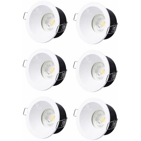 Lot De 6 Support Spot Encastrable Etanche IP65 SDB Basse Luminance, Non Eblouissant Ref. 851